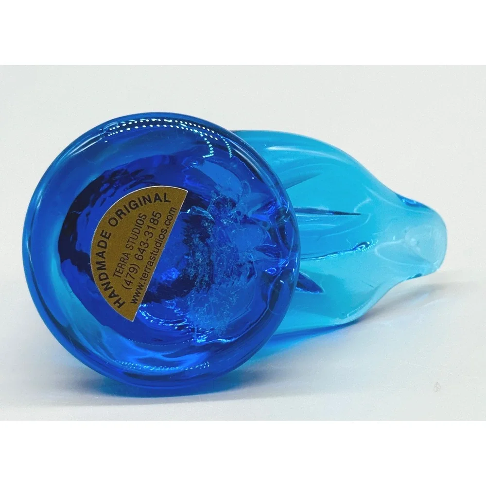 Terra Studios Bluebird of Happiness Figurine Art Glass Signed 2006 3‎ inch